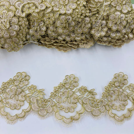 Corded Lace Trimming 100% Polyester Net Mesh 4"