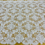 Beaded Lace Fabric on Polyester Net Mesh 48"