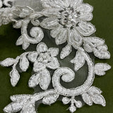 Beaded Corded Floral Lace Applique