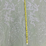 Beaded Lace Fabric on Polyester Net Mesh