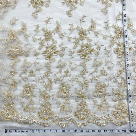 Beaded Lace Fabric Champagne Gold