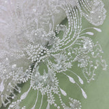 1 Yard Beaded Lace Fabric Embroidered on 100% Polyester Net Mesh