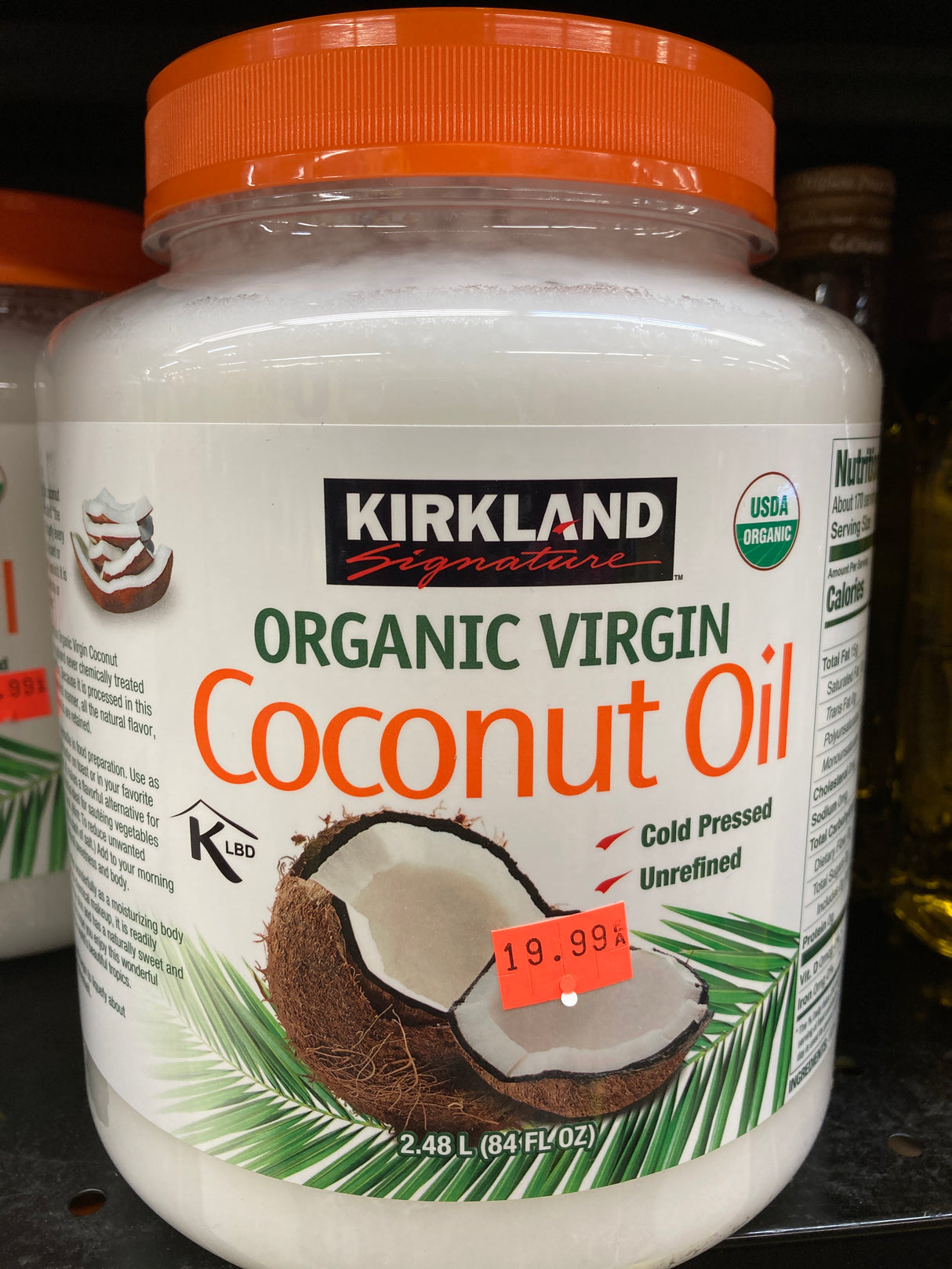 Kirkland ORGANIC VIRGIN COCONUT OIL 2.48L