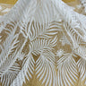 1 Yard Beaded and Corded Bridal Lace Fabric Embroidered on Polyester Net Mesh