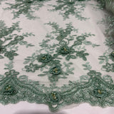 Beaded 3D Floral Lace Trimming 21" Wide