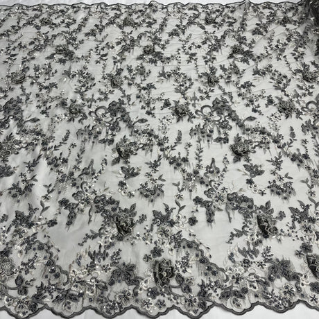 3D Floral Beaded Lace Mesh