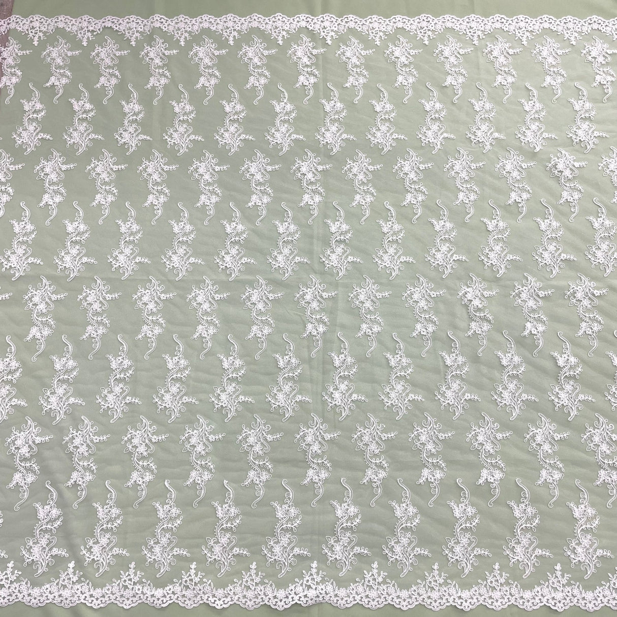 1 Yard Corded Bridal Lace Fabric Embroidered 100 Percent Polyester Net Mesh 54 inch Width