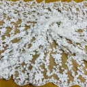1 yarda de tela de encaje floral 3D con cuentas bordada sobre malla de red 100% poliéster, ancho de 44 pulgadas