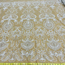 Beaded Lace Fabric on Polyester Net Mesh