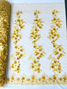 Scarlet 3D Floral Design Lace Fabric - Embroidered Beaded Mesh Lace, Double Scallop, 54" Width (1 Yard)