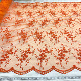 Beaded Lace Fabric on Polyester Net Mesh