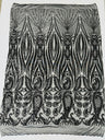 Paisley Sequin Design 4 Way Stretch Mesh Fabric - Nude Paisley Embroidered Iridescent Sequins, 48-50" Width, 36" Length (1 Yard)