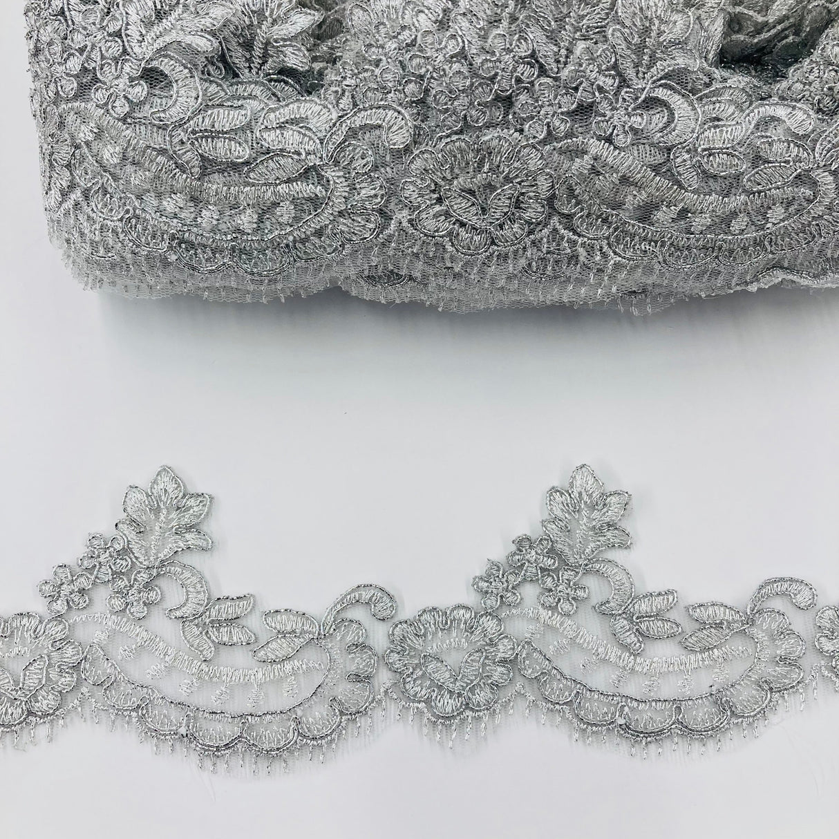 Corded Lace Trim Embroidered Net Mesh