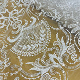 Beaded Lace Fabric on Polyester Net Mesh