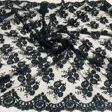 1 Yard Corded Bridal Lace Fabric Embroidered on 100% Polyester Net Mesh – 50"