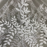 Beaded Sequined Lace Fabric on Polyester Net Mesh