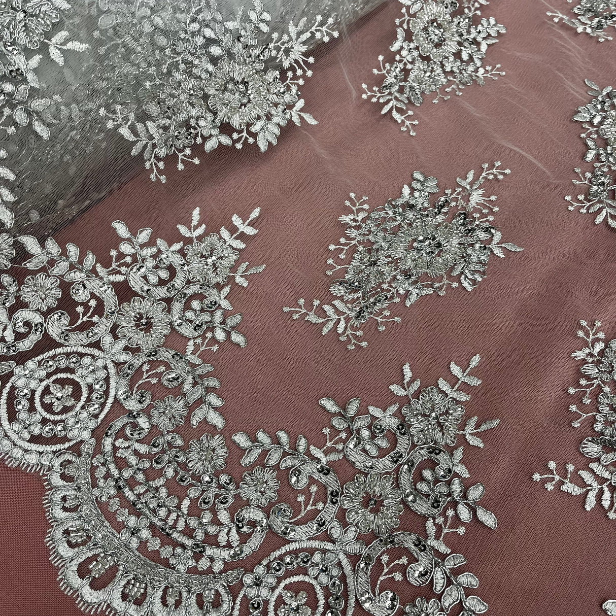 Beaded Corded Lace Fabric 56" Wide