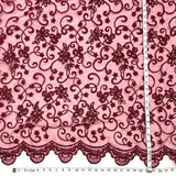 Beaded Corded Bridal Lace Wine