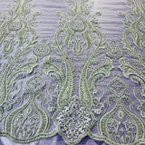 Beaded Embroidered Lace Mesh Fabric