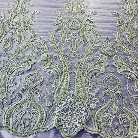 Beaded Embroidered Lace Mesh Fabric