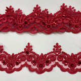 Beaded Corded Lace Trim Organza