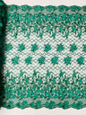 Lia 3D Floral Design Lace Fabric - Beaded Mesh, Double Scallop, 54" Width (1 Yard)