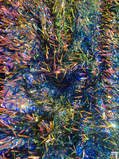 Swords Design Iridescent Sequins Polyester Fabric - Iridescent Sequin Mesh, 52" Width (1 Yard)