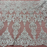 Bridal Lace Fabric Corded Embroidered 54" White Ivory Gold Silver