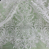 Beaded Lace Fabric on Polyester Net Mesh