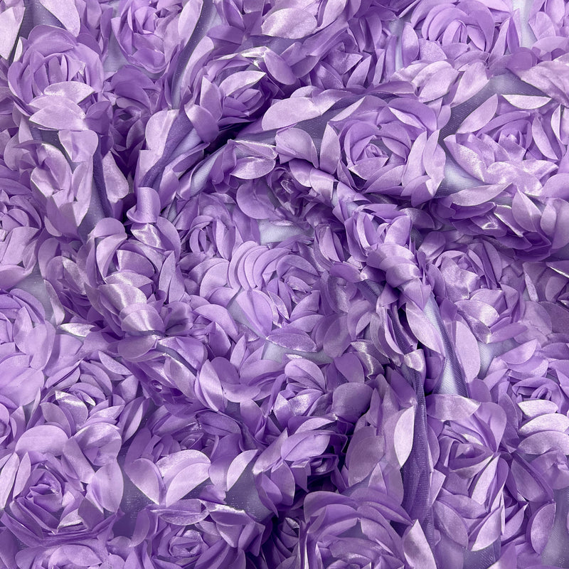 3D Roses On A Mesh Fabric - 54" Width, Color Options (1 Yard)