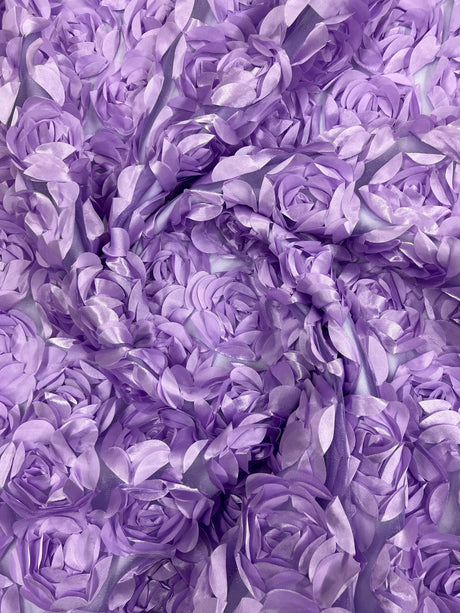 3D Roses On A Mesh Fabric - 54" Width, Color Options (1 Yard)