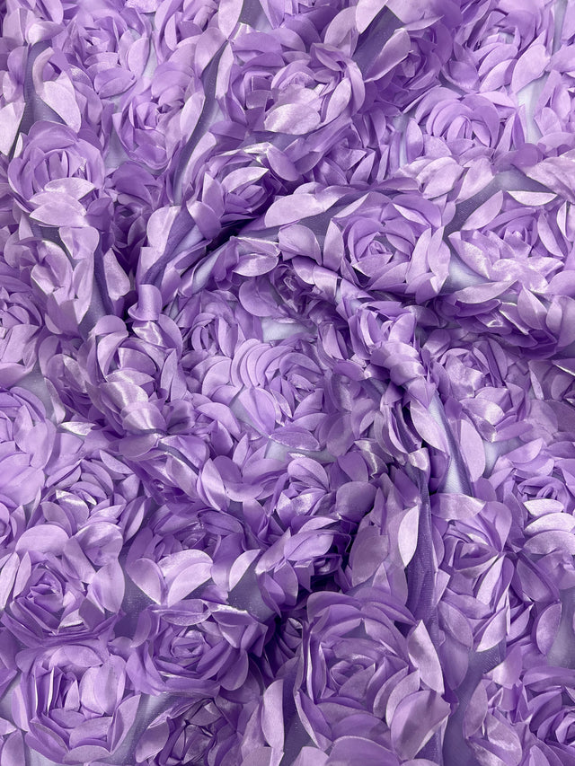 3D Roses On A Mesh Fabric - 54" Width, Color Options (1 Yard)