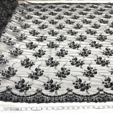 Beaded Sequined Lace Fabric on Polyester Net Mesh
