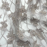Beaded Corded Bridal Lace Fabric Nude 52"