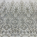1 Yard Beaded Lace Fabric Embroidered on 100% Polyester Net Mesh