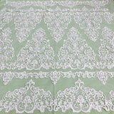 1 Yard Elegant Corded Bridal Lace Fabric Embroidered on Polyester Net Mesh