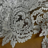 1 Yard Stunning Beaded and Corded Bridal Lace Fabric Embroidered on 100% Polyester Net Mesh White