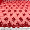 1 Yard Luxurious Beaded & Corded Bridal Lace Fabric Embroidered on Polyester Net Mesh – 54"