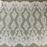 Beaded Lace Fabric on Polyester Net Mesh 53"