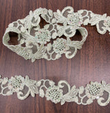 Beaded Corded Lace Trim Organza