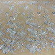 Beaded Sequined Lace Fabric Ivory