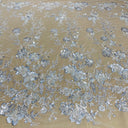 Beaded Sequined Lace Fabric Ivory