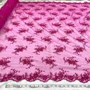 Beaded Lace Fabric Fuchsia Embroidered Mesh