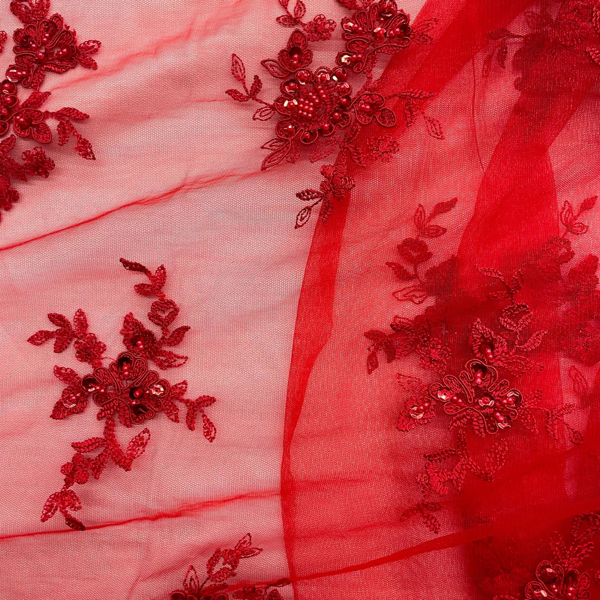 Beaded Corded Bridal Lace Mesh