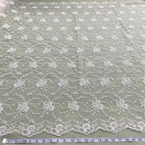 1 Yard Elegant Corded Bridal Lace Fabric on 100% Polyester Mesh, Embroidered Floral Design