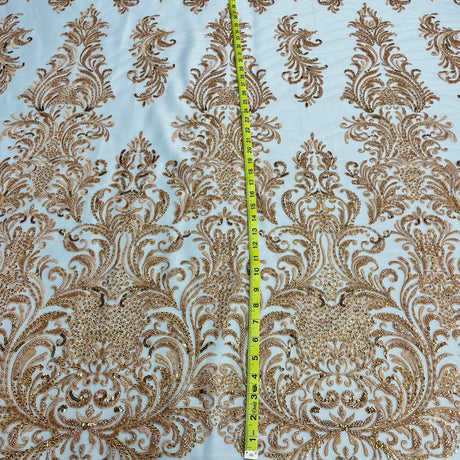 Beaded Lace Fabric on Polyester Net Mesh