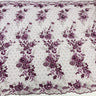 Beaded 3D Floral Lace Polyester Fabric - Embroidered Net Mesh, 50" Width, Purple, Gold, Royal, Red (1 Yard)