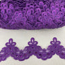 Beaded Lace Trimming Embroidered On 100 Percent Polyester Organza Fabric - Fuchsia, Lilac, Plum, Purple, Turquoise, 3" Width (1 Yard)