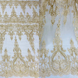 Embroidered Mesh Bridal Lace White