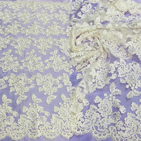 Corded Bridal Lace Embroidered Net Mesh